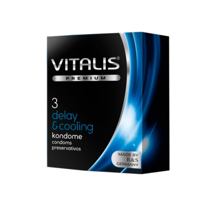 143200 Презервативы Vitalis Premium Delay&cooling с охлаждающим эффектом, 3 шт.