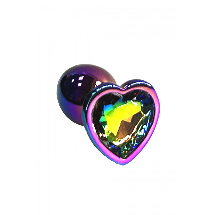 AP-AL004R-S Анальная пробка из алюминия с кристаллом в форме сердца цвета неохром