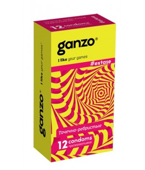 Презервативы GANZO EXTASE №12 (анатомические точечно-ребристые)