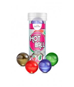 HC621 Лубрикант HOT BALL MIX на масляной основе в виде 4 шариков (мята, шоколад, клубники)