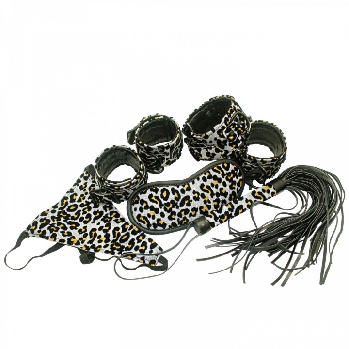 21006 APH Комплект Aphrodisia Mistress Bondage Kit, 5 предметов, серебряный леопард